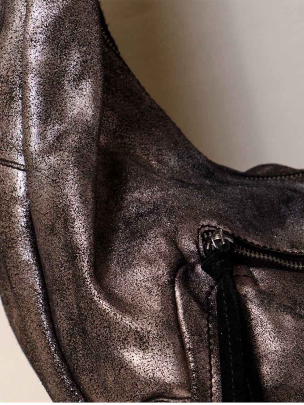 Free People We The Free Pyrite Metallic Brown Leather Sparta Sling Crossbody Bag - Picture 5 of 8